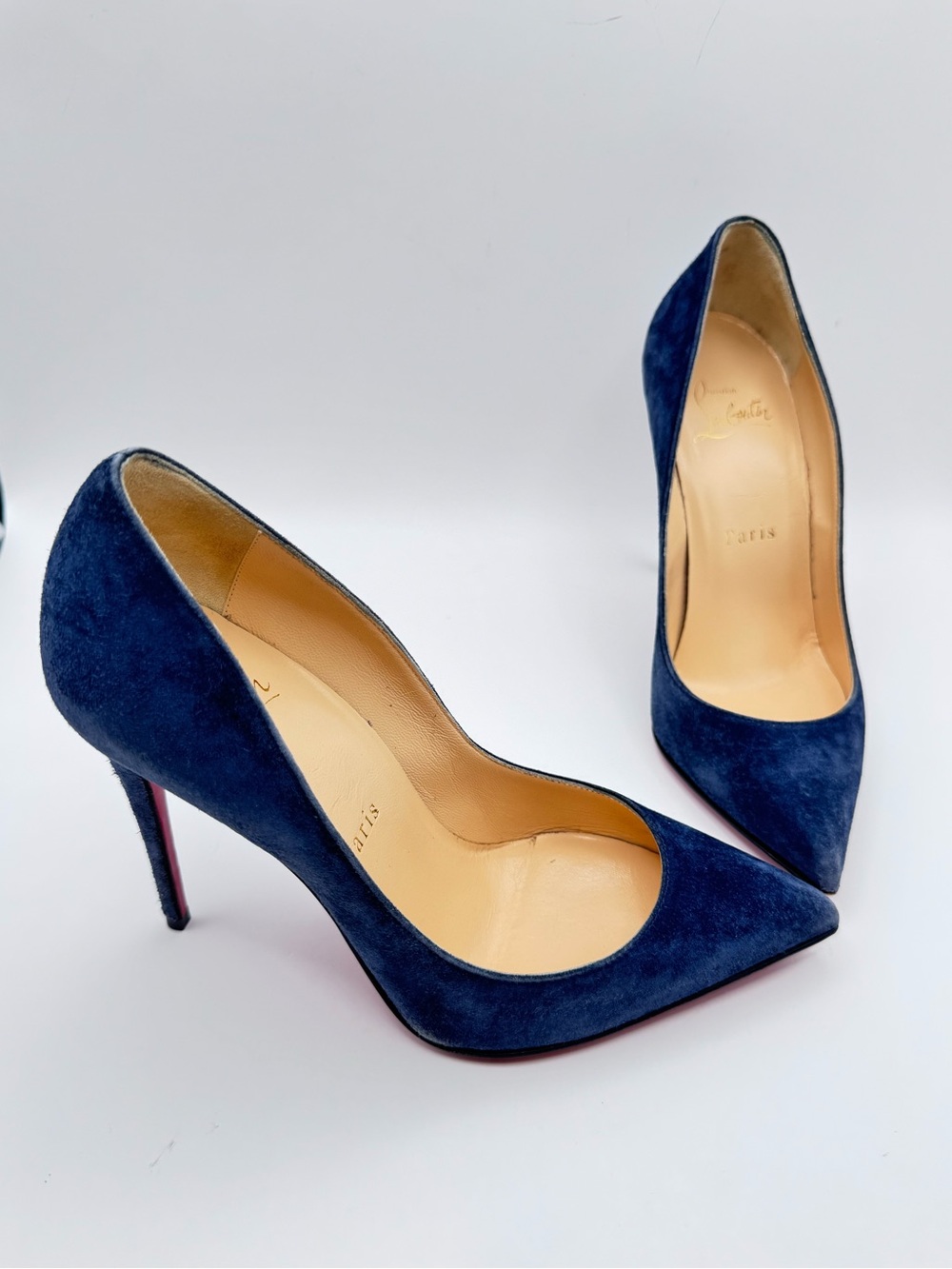 Christian Louboutin Kate 100 Midnight Blue Suede Pumps Size 36